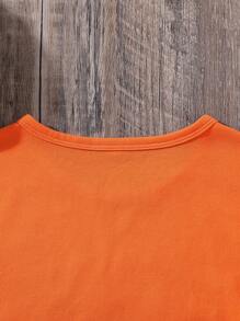 女孩卡通圖案T恤 - 橘色 - 查看 5