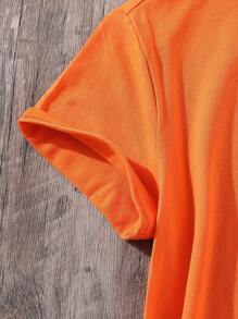 女孩卡通圖案T恤 - 橘色 - 查看 6