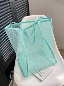 Túi mua sắm polyester tối giản - Màu xanh lam - Xem 2