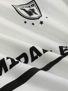 DAZY Áo thun nữ Hình học Slogan Giải trí - trắng - Xem 3