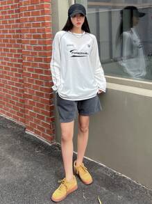 DAZY Áo thun nữ Hình học Slogan Giải trí - trắng - Xem 6