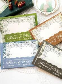 40pcs Lace Design Leaf & Flower Pattern Material Paper, Vintage Multi-purpose Decorative Craft Paper For DIY Craft, Decoration, Hand Account - Green - View 5