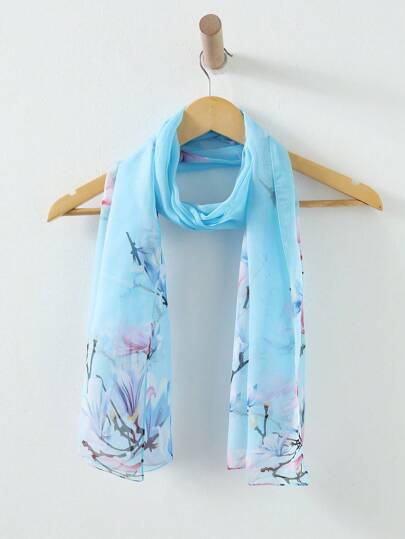 1pc Women Floral Print Fashionable Scarf, For Decoration Boho Accessories Women