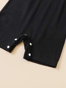 SHEIN Baby Boy 1pc Stripe Romper & 2pcs Solid Romper - Black and White - View 4