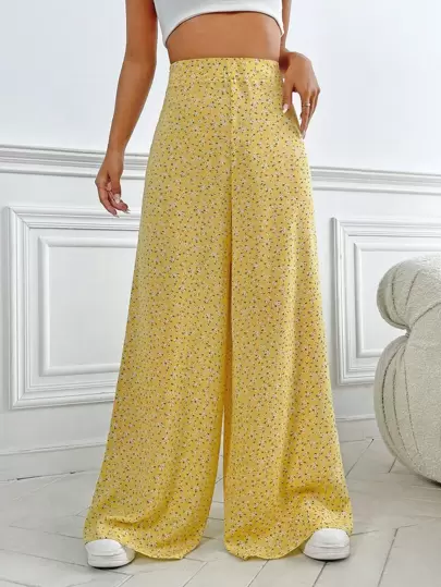 SHEIN VCAY 碎花闊腿褲