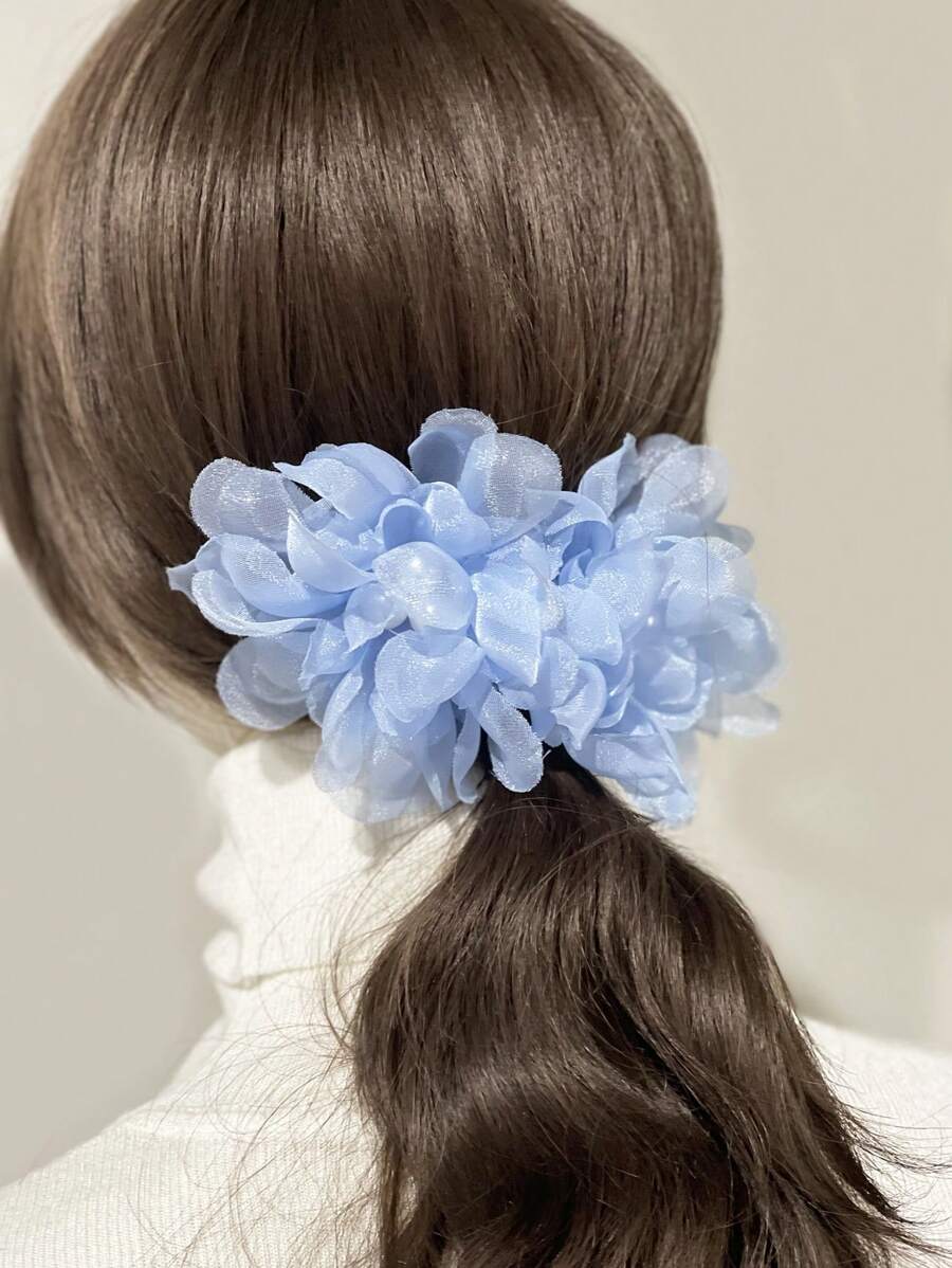 2入組花朵裝飾髮夾 - 藍色 - 查看 1