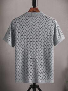 Manfinity RSRT Áo dệt kim nam Nút phía trước màu trơn Giải trí - Xám - Xem 5