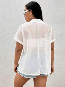 SHEIN EZwear 大碼素色蝙蝠袖上衣不附胸罩 - 白色 - 查看 2