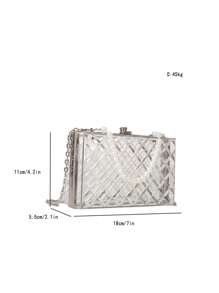 Tas Kotak Mini Rantai Hiasan Mutiara Imitasi - Clear - View 4