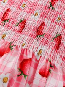 SHEIN Bodysuits Em bé Dải chun Kẻ sọc Rau quả - Hồng - Xem 5