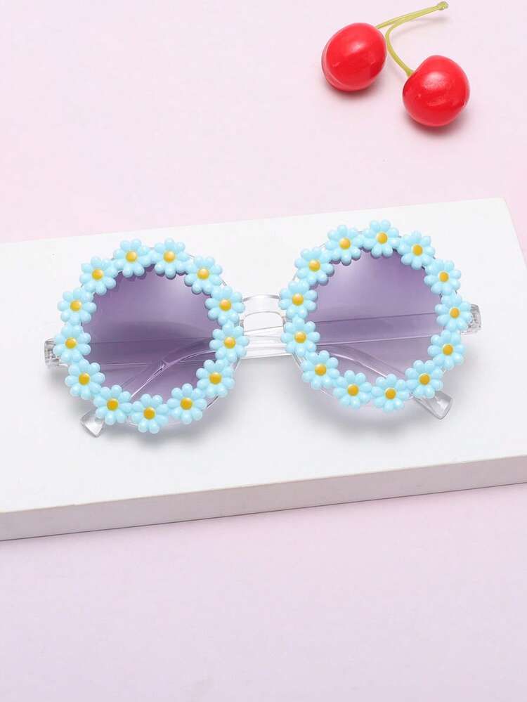 1pc משקפיים בעיצוב פרחים חמודים ואופנתיים - כחול - ראה 1