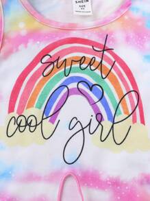 SHEIN 小女童紮染下擺打結背心上衣 - 彩色 - 查看 6