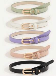 5 piezas Cinturón de vestir elegante para mujer con hebilla dorada, accesorio versátil y práctico para uso diario - Multicolor - Ver 9