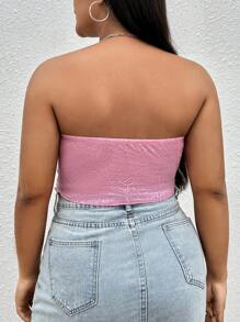 SHEIN EZwear Grote maat Rose Flower Twist Knot Mesh Y2K-stijl Bandeau-top