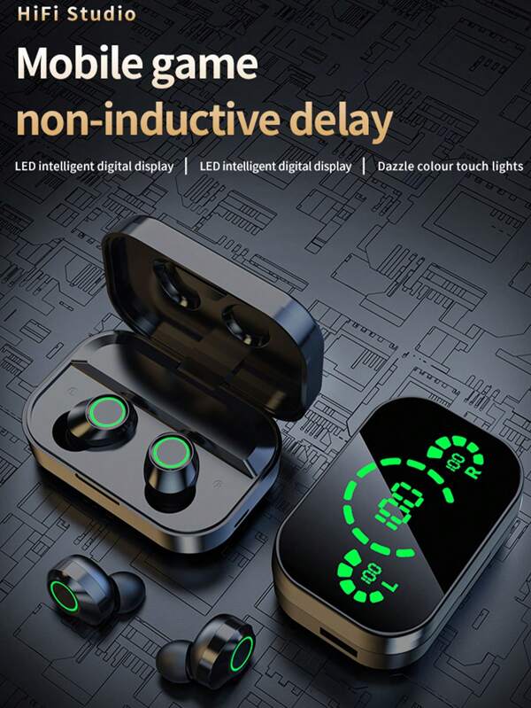 Noise-Proof In-Ear Touch Control LED Display Long Lasting Battery Built-In Mic Wireless Earphone