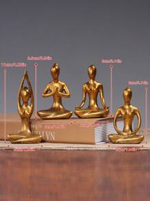 4pcs Figure Design Decoration Craft Best Gifts Birthday - Gold - View 2