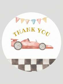 100入組/套卡通汽車貼紙嬰兒送禮會感謝您喜歡兒童生日派對貼紙標籤 - 藕粉色 - 查看 1