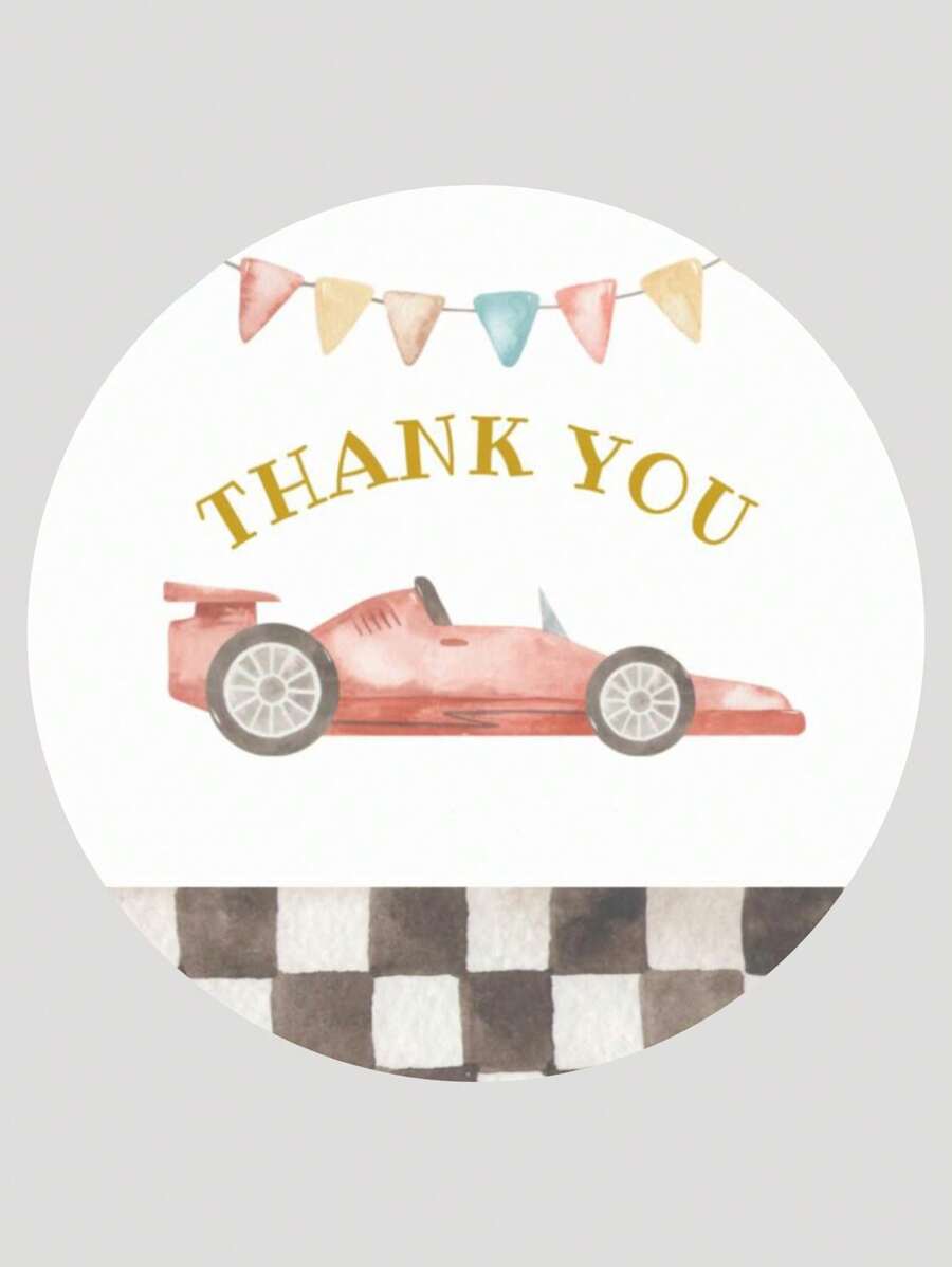 100入組/套卡通汽車貼紙嬰兒送禮會感謝您喜歡兒童生日派對貼紙標籤 - 藕粉色 - 查看 1