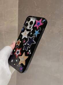 苹果星星手机壳 Y2k 星星印花手机壳适用于 15/15Pro/15Plus/15Promax 卡哇伊防水防震防摔防刮 - 彩色 - 查看 2