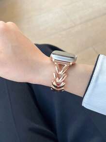 A Metal V-Shaped Connected Chain Watch Strap Compatible With Apple Watch Is A Stainless Steel Strap Suitable For The 38/40/41/42/44/45/49mm Ultra/Se/8/7/6/5/4/3/2/1 Series As A Gift For Students Returning To School - Rose Gold - View 5