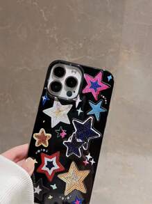 苹果星星手机壳 Y2k 星星印花手机壳适用于 15/15Pro/15Plus/15Promax 卡哇伊防水防震防摔防刮 - 彩色 - 查看 5