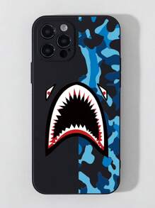 Funda de teléfono con patrón de tiburón de manzana - Multicolor - Ver 1
