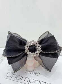 水钻蝴蝶结装饰法式发夹优雅头饰情人节发夹爪夹发爪发卡发夹，发卡，发饰 - 黑色 - 查看 5