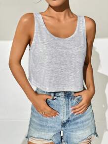 SHEIN EZwear 素色大圓領背心上衣