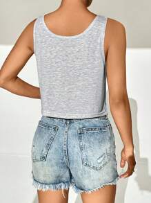 SHEIN EZwear 素色大圓領背心上衣