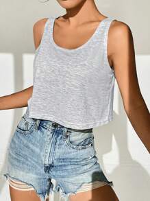 SHEIN EZwear 素色大圓領背心上衣