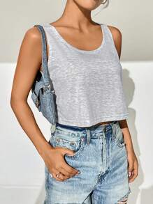 SHEIN EZwear 素色大圓領背心上衣