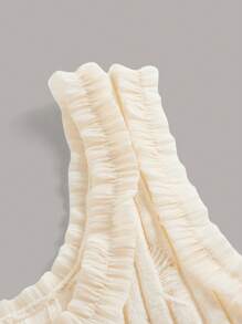 ROMWE Solid Ripped Frill Trim Knit Top - Apricot - View 3