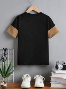 SHEIN 青少年男生一體化學院圓領拼色圖案短袖T恤 - 彩色 - 查看 2