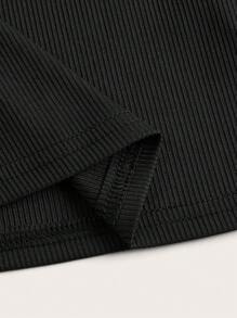 Top halter con encaje en contraste - Negro - Ver 3