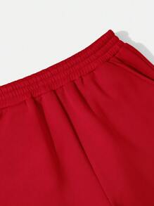 INAWLY Solva Solid Elastic Waist Slant Pocket Joggers - Red - View 2