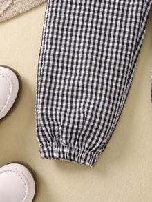 SHEIN 小女童2入組格子圖案前打結長褲 - 彩色 - 查看 5