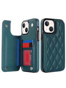 Funda compatible con iPhone 14 13 Pro Max, cubierta de cartera de lujo con ranuras para tarjetas y soporte para chicas mujeres, funda de teléfono protectora con solapa - Verde - Ver 2
