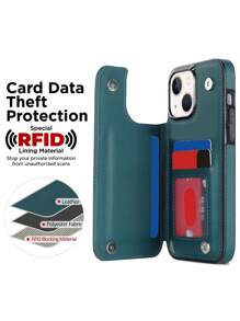 Funda compatible con iPhone 14 13 Pro Max, cubierta de cartera de lujo con ranuras para tarjetas y soporte para chicas mujeres, funda de teléfono protectora con solapa - Verde - Ver 7