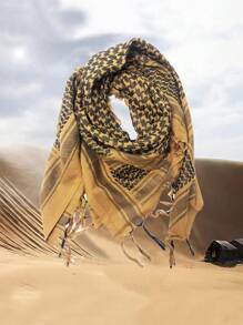 1pc Men's Classic Retro Fringe Square Scarf, Fashion Shawl - Ginger - View 1