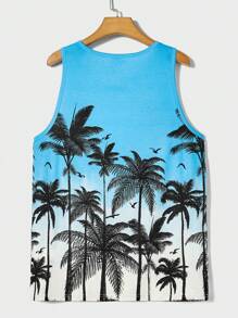 Manfinity Chillmode 男士熱帶圖案背心上衣 - 彩色 - 查看 2