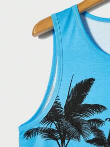 Manfinity Chillmode 男士熱帶圖案背心上衣 - 彩色 - 查看 4