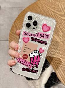 Valentinstags 2000er Mode Rosa Herz & Buchstaben Grafik Handyhülle für Kawaii