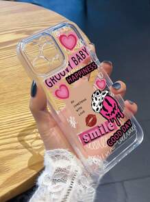 Valentinstags 2000er Mode Rosa Herz & Buchstaben Grafik Handyhülle für Kawaii