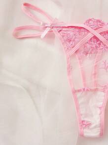 Pure Desire Floral Embroidery Mesh Underwire Lingerie Set
