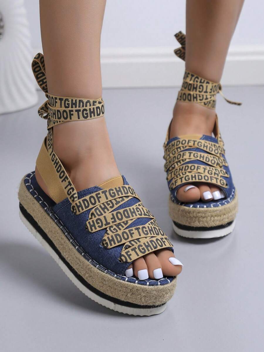 Giày bệt dày và Dép nêm Nữ - Màu xanh lam - Xem 1