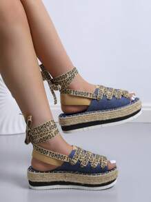 Giày bệt dày và Dép nêm Nữ - Màu xanh lam - Xem 2