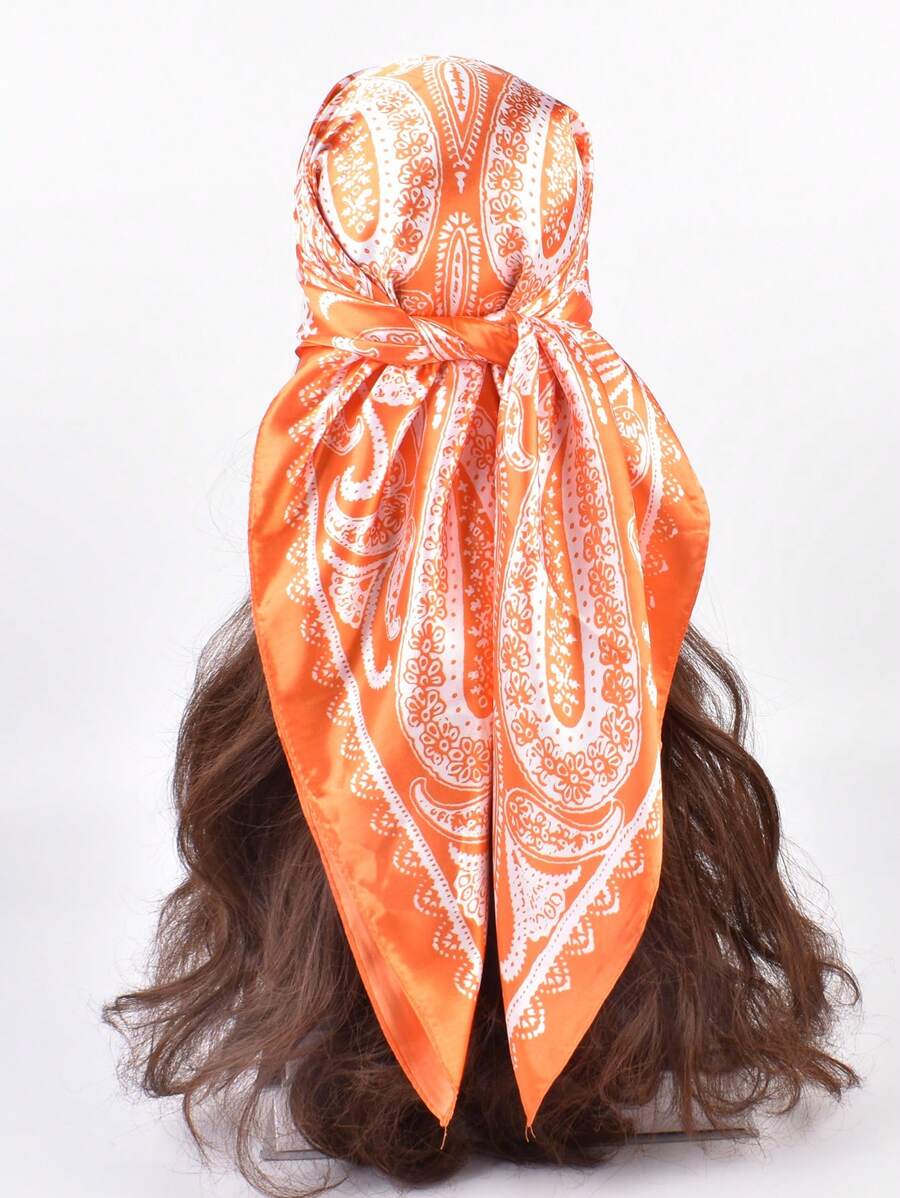 Paisley Print Bandana - Orange - View 1