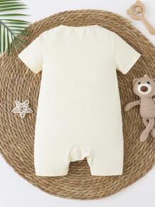 SHEIN 男嬰熊壓花連身短褲