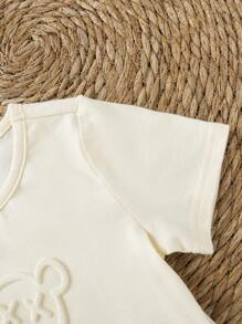 SHEIN 男嬰熊壓花連身短褲