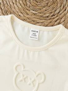 SHEIN 男嬰熊壓花連身短褲